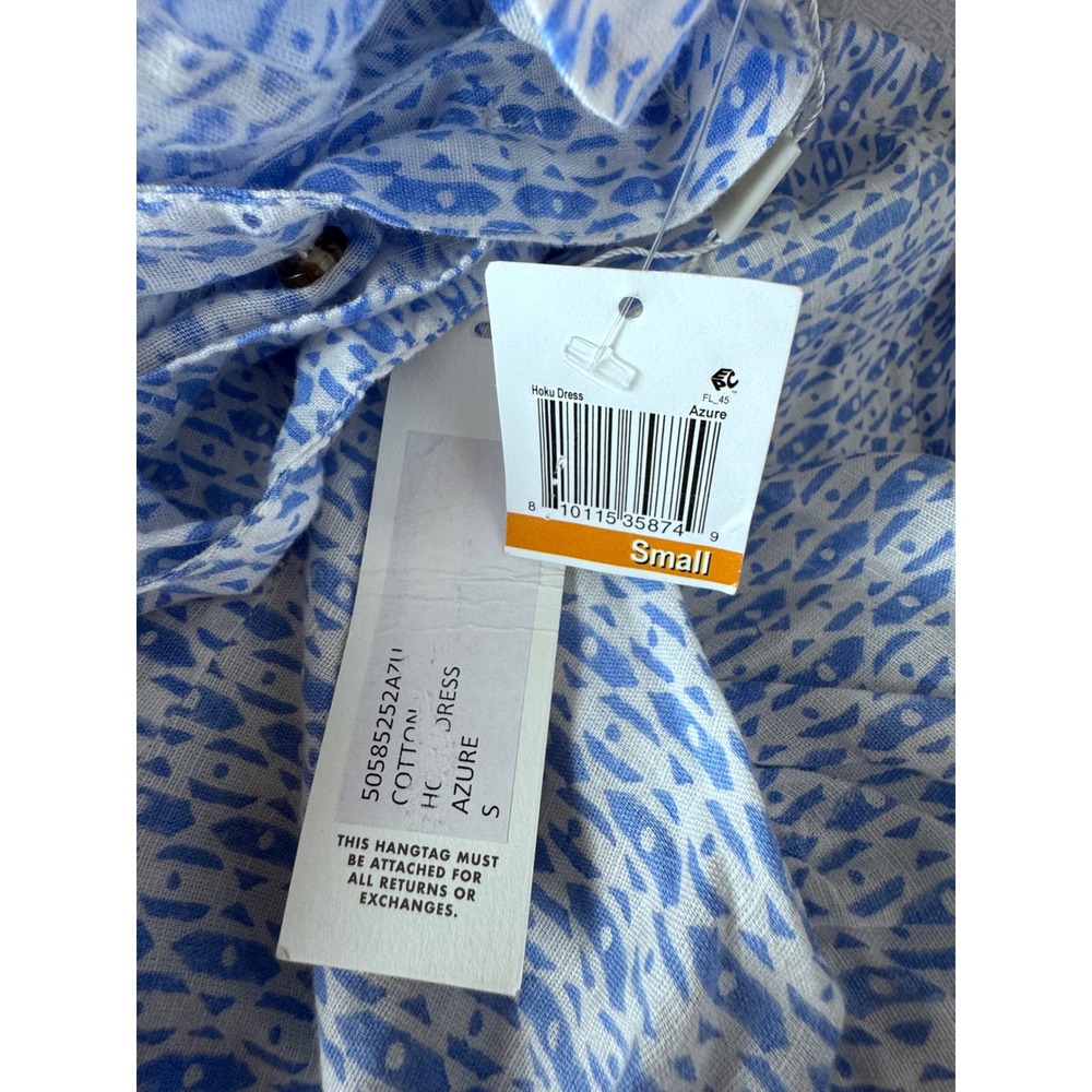 Ciao Lucia Azure Blue White Cotton Button Front Cross Back Midi Dress Small - Picture 14 of 15